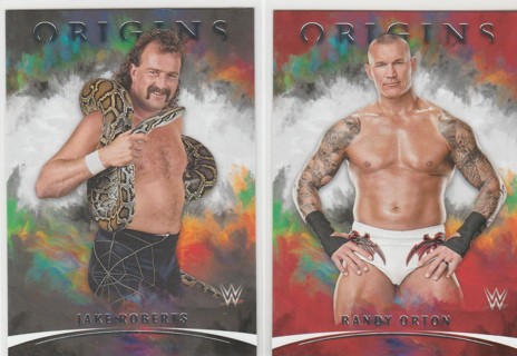 2022 WWE Panini Chronicles ORIGINS 2 Card Lot! Randy Orton, Jake the Snake Roberts