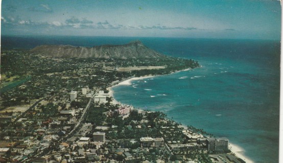 Vintage Used Postcard: B: Waikiki, Diamond Head, HI