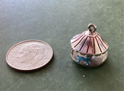 Vintage 1972 silver carousel charm