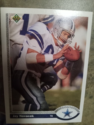 1991 UPPER DECK JAY NOVACEK DALLAS COWBOYS FOOTBALL CARD# 109