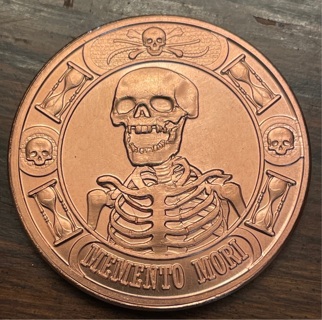 1 Ounce .999 Fine Copper Round Memento Mori Skeleton 