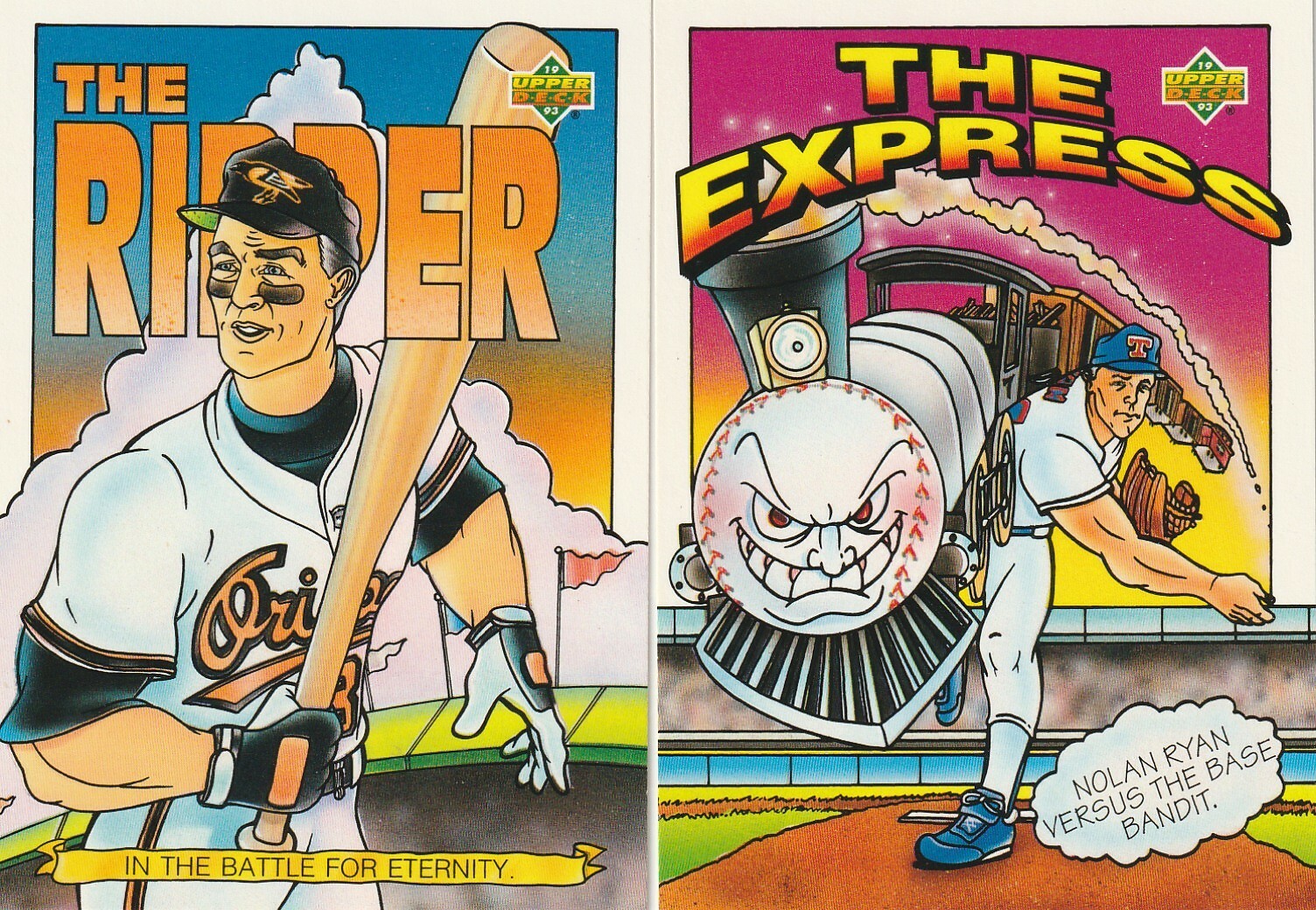 FREE: 1993 Upper Deck Fun Packs Nicknames Cartoon Cards (2) Ripken and Ryan