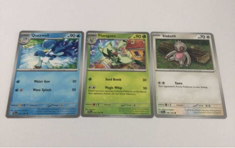 Free: Pokemon Cards - Quaxwell Floragato and Slakoth - Trading Card ...