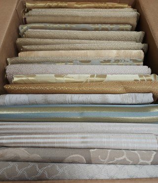 Lot of 20 Mixed Gold/Ivory Colors Vintage 80s 90s Fabric Yards Off Cuts-Roll End Scraps Sewing