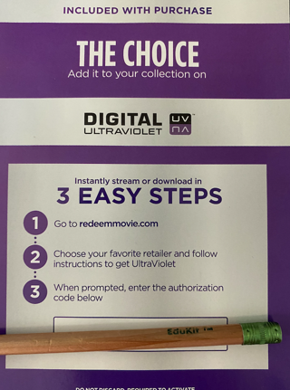 The Choice SD Digital Movie Code