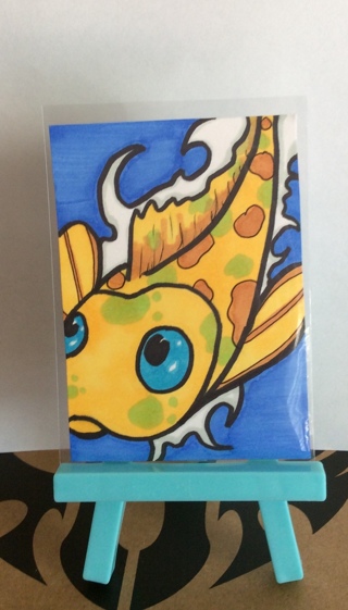 Yellow Koi original drawing aceo