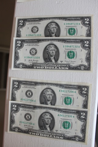 2-PAIRS UNC. $2 BILLS IN SEQUENCE