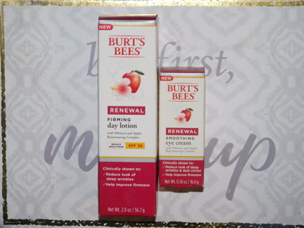 BURT'S BEES Renewal FIRMING Day Lotion & Smoothing Eye Cream NIB
