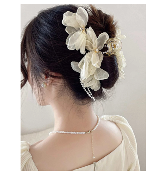 1pc Women Flower & Faux Pearl Decor Elegant Hair Claw