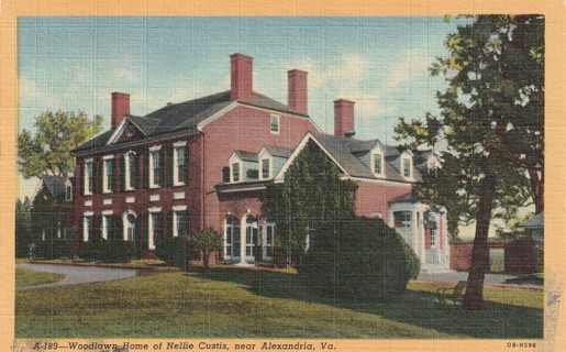Vintage Used Postcard: 1951 Home of Nellie Custis near Alexandria, VA