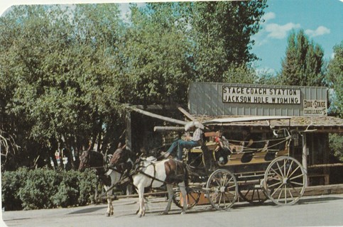 Vintage Unused Postcard: p: Old Stagecoach & Station, Jackson, WY
