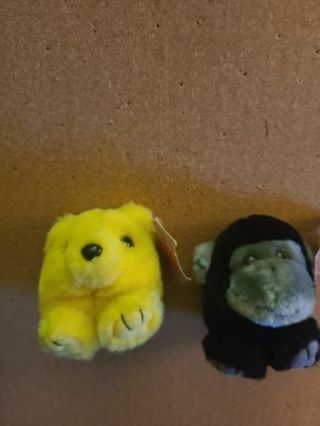 2 Magnetic Plush Magnets. Puffkins monkey and yellow bear