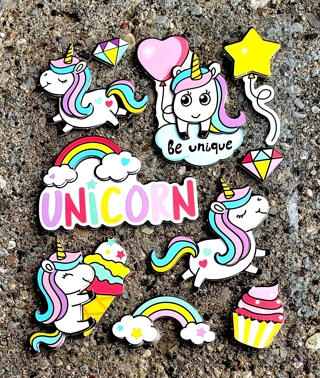 3 D UNICORN RAINBOW CUPCAKE DIAMOND POP UP STICKERS