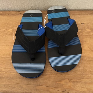 Brand New Men's Multi Blue Striped Flip Flops Shoes - Sz L