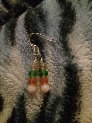 Fall color crystal beaded hook earrings nip 