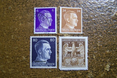 Lot of 4 Stamps - Third Reich Nazi Germany Nazi Occupation, Hitler, WWII