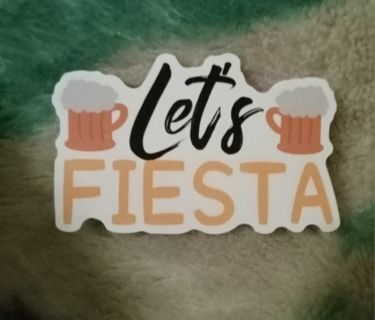 Let's Fiesta beer mug sticker 3"×2.5