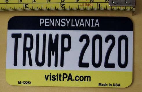 One Trump 2020 PA License Aluminum Magnet