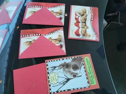 CHRISTMAS GREETING CARDS- KITTENS AND CHIHUAHUA- (4) TOTAL