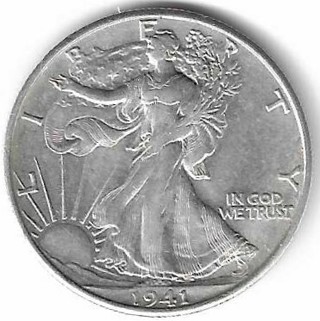 Genuine 1941-S Walking Liberty Half Dollar 90% Silver U.S. 50 Cent Coin