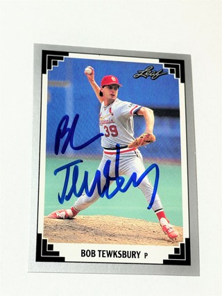 Autographed 1991 Leaf #460 Bob Tewksbury St. Louis Cardinals