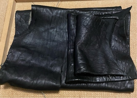 Sewing scraps,  Black Leather 