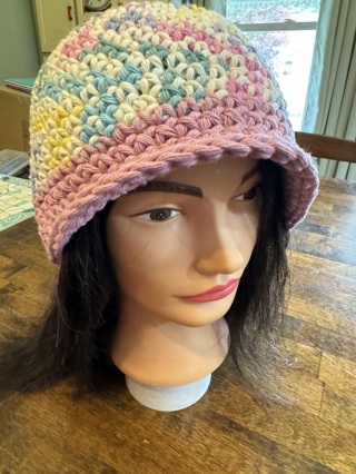 Qty of 1 Crocheted Hats Pink, Yellow, Light Purple, etc 