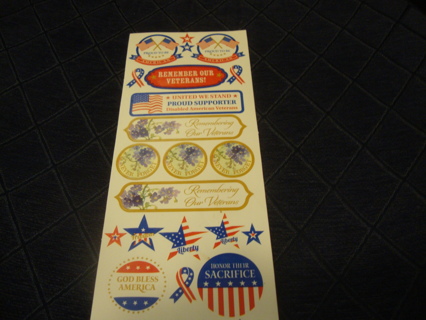 American Flag, Stars and sayings  Stickers honoring Veterans ~ Free Shipping