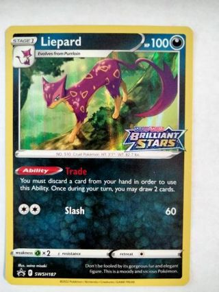 Liepard swsh 187 prerelease holo promo NM Pokemon