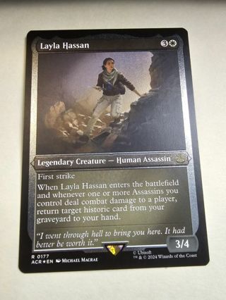 Magic the gathering mtg Layla Hassan etched foil card Assassins Creed