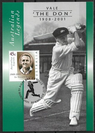 2001 Australia Sc1941 Australian Legends: Sir Donald Bradman maxi card