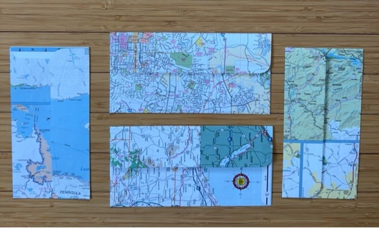 4 Envelopes recycled Map pages 