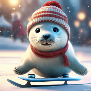 Listia Digital Collectible: Baby Seal Enjoying The Snow