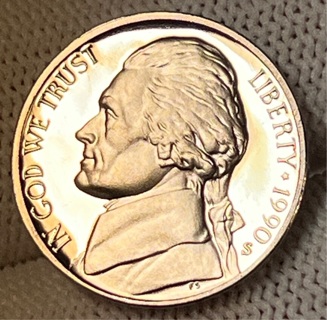 1990 S Jefferson Nickel Gem Deep Cameo PROOF US Mint Coin Beautiful! 