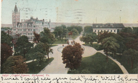 Vintage Used Postcard: 1910 Capitol Square, Richmond, VA