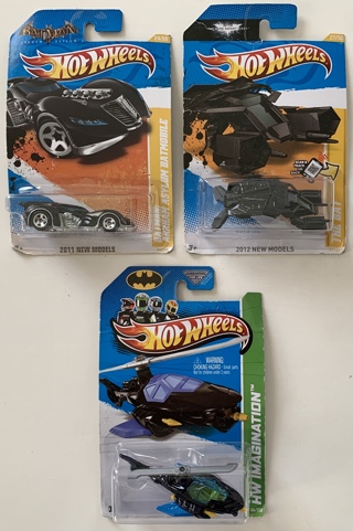 Hot Wheels Batman Batmobile, Batcopter, The Bat Vehicle Lot of 3 - New Sealed - Store Closing Soon!