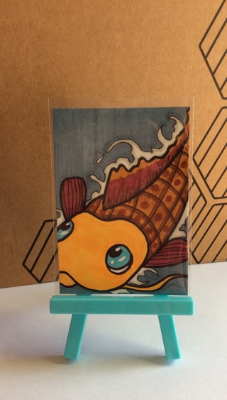 Yellow & Brown Koi original drawing aceo Flash sale