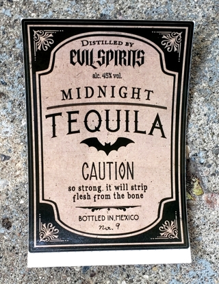 HALLOWEEN LIQUOR BOTTLE LABEL STICKERS CONTAINS 2 TEQUILA AND KILLER COFFEE