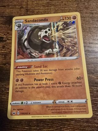 Pokemon Sandaconda holo rare card 110/202