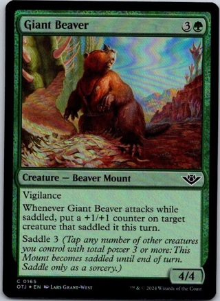 Magic the Gathering Foil Giant Beaver Outlaws of Thunder Junction MTG