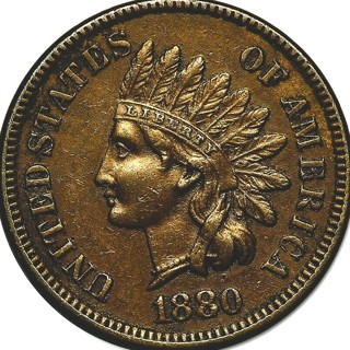 1880  Indian Head Cent, Genuine, Guaranteed Refund, Great Features, Pre Owned,  Ships Free