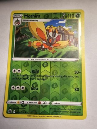 Pokemon Mothim reverse holo rare card 011/172