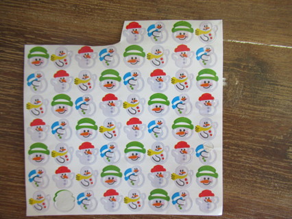 Fun sheet of  Colorful MINI SNOWMEN stickers