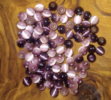 88 Purple Glass Cats Eye Beads Size 6mm