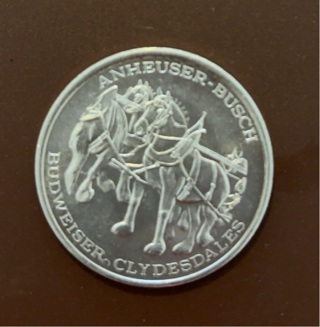 Vintage Uncirculated 1971 Budweiser Beer Clydesdales Token Coin Rare