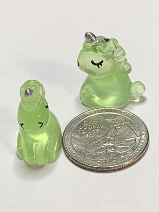 UNICORNS~#2~GREEN~SET OF 2 UNICORNS~GLOW IN THE DARK~FREE SHIPPING!