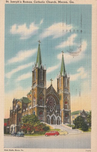 Vintage Used Postcard: (h): 1944 St Joseph's Roman Catholic Church, Macon, GA