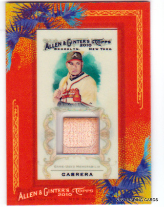 Melky Cabrera, 2010 Topps A&G Mini Bat RELIC Card #AGR-MCAB, Atlanta Braves,(LB10)