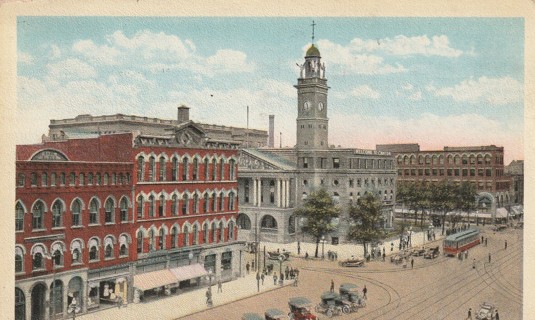 Vintage Used Postcard: u: 1926 West Side of Public Square, Canton, Ohio