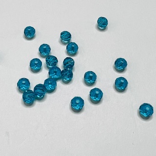 Aqua 4x6mm Faceted Round Glass Beads 